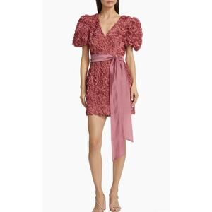 Elliatt Bloom Adoration Embroidered Mesh Mini Dress Rouge Pink Size Large NWT
